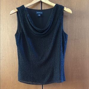 Ann Taylor Black Fitted Beaded Embellished Sleeveless Top